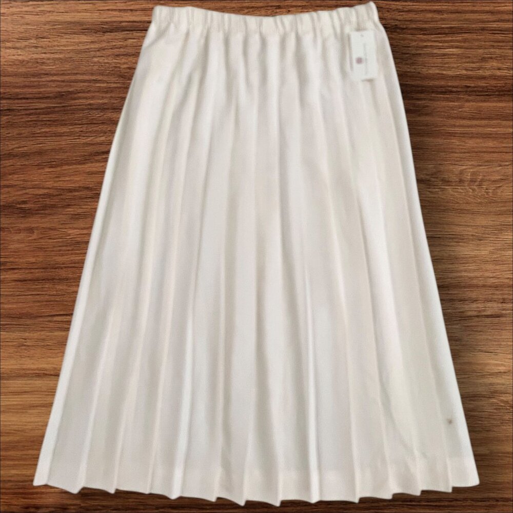Vtg Susan Bristol Pleated Midi Skirt Womens L Cream NOS Romance Neutral Feminine